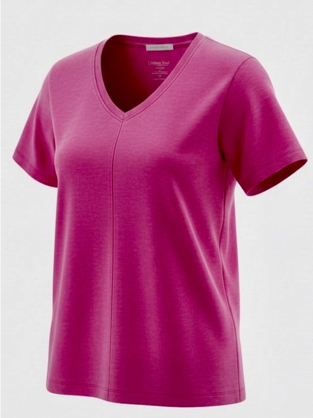 Coldwater Creek Women's Short-Sleeve V-Neck Tee in Bright Magenta